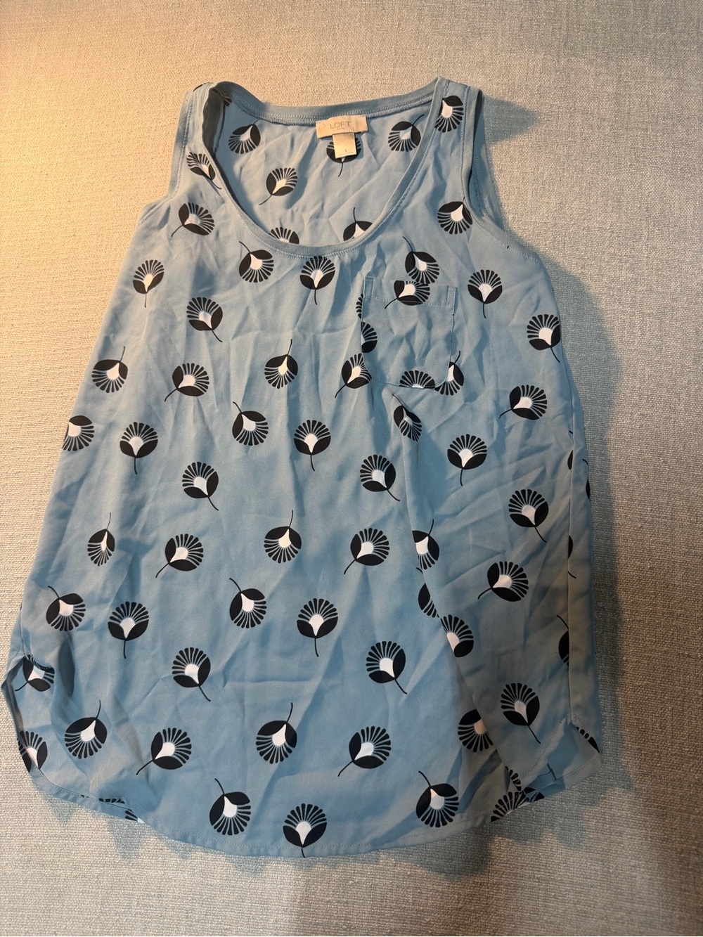 LOFT Sky Blue Scoop Neck Printed Tank